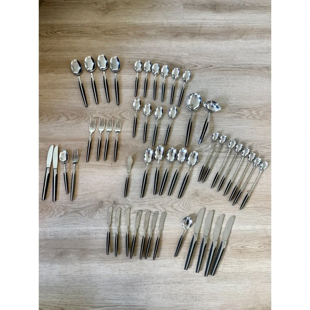 Vintage Crown Eldan Ebosi Stainless Japan Danish Modern 50 Pc Flatware Set